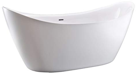 Freistehende Badewanne SIENA Acryl 173 x 73 cm - Weiß glänzend