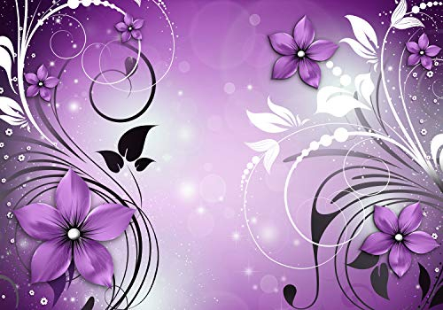 decomonkey Fototapete Blumen 350x256 cm XL Tapete Fototapeten Vlies Tapeten Vliestapete Wandtapete moderne Wandbild Wand Schlafzimmer Wohnzimmer Abstrakt Ornament