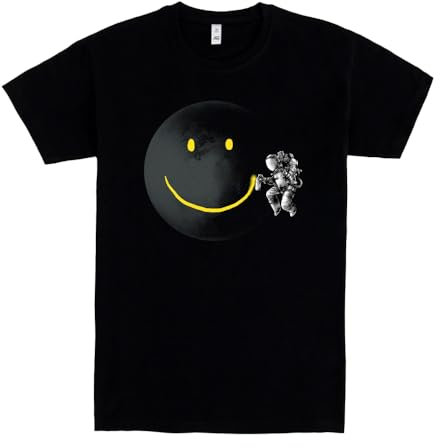 Pampling Maglietta Manica Corta in 100% Cotone, Abbigliamento Unisex per Uomo e Donna in 5 Taglie, T-Shirt Nera, Modello Make A Smile (M)
