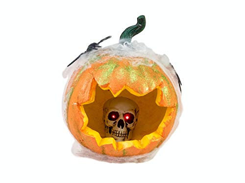 EUROPALMS Halloween Kürbis im Spinnennetz zum Aufhängen oder Hinlegen