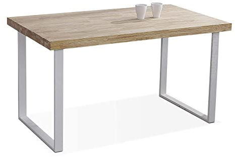 Adec Group duehome | Natural, Mesa Fija de Comedor, Mesa Salon o Cocina, Color Roble Salvaje y Blanco, Medidas: 140 cm (Largo) x 80 cm (Ancho) x 76,5 cm (Alto)