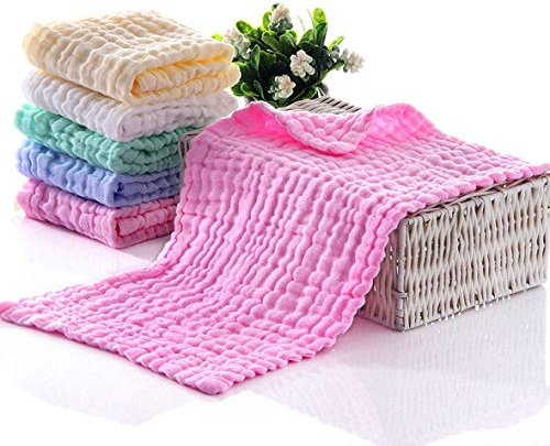 BELIZ Musselin-Spucktücher, 5 Stück, groß, 50,8 x 25,4 cm, Baby-Waschlappen, Windeln, 100 % Bio-Baumwolle, 6 Schichten, extra saugfähig und weich, Unisex