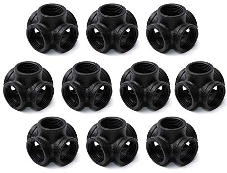 Home TZH 10 Stück Temperguss Eckverbinder für Industrieschläuche, Möbel und DIY Dekoration (Schwarz, 1,27 cm)