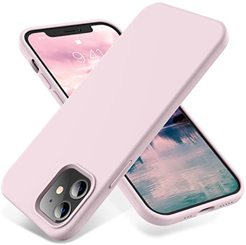 OTOFLY Compatible with iPhone 12 Case and iPhone 12 Pro Case 6.1 inch(2020),[Silky and Soft Touch Series] Premium Soft Liquid Silicone Rubber Full-Body Protective Bumper Case (Ice Pink)
