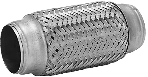 Akozon 50x155mm Auspuff Flexrohr Auto Woven Auspuff Flexible Rohrkupplung Geflochtenes Auspuffrohr Gewelltes Flexibles Verbindungsrohr aus Edelstahl für Pkw-LKW-Busse