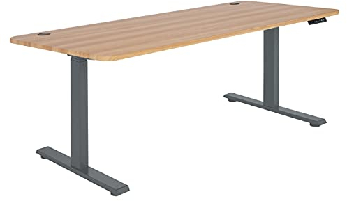 Mendler Schreibtisch HWC-D40, Computertisch, elektrisch höhenverstellbar 160x80cm 53kg MVG - Eiche-Dekor, anthrazit-grau