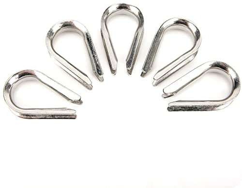 Boat Wire Rope Clamp, Rope Thimble Rigging Clamps Cable Stainless Steel Thimbles Clips Marine Wire Rope Clamp 10MM Wire Chain Thimble for Marine, Rigging, Sailing, Boat Fishing, Railing