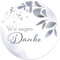 Danke Aufkleber rund 4,5 cm - Wir sagen Danke Sticker ideal für Hochzeit, Geburtstag, Dankeskarten & Give Aways (20x Stück, Eisblätter)