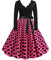 EFOFEI Damen Petticoat Lange Ärmel Ballkleid Weihnachten Druck Partykleid Dot Einfarbig Rockabilly Kleid Rosa 3XL
