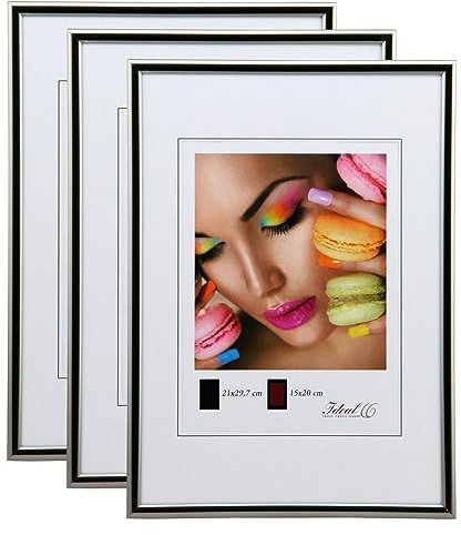 IDEAL TREND New Lifestyle Set Bilderrahmen Wanddeko Collage Poster Rahmen 2er 3er 5er Pack: Farbe: 3er Pack Stahl | Format: 50x50