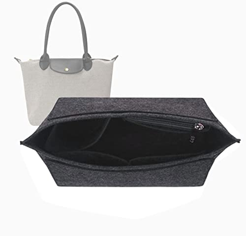 Carry Bag Organizer Insert for Longchamp Le Pliage Tote Insert 1028 Dark Grey Small