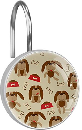 Set di 12 ganci per tenda da doccia, in acciaio inox, vetro, resina, 3,7 x 3,7 cm