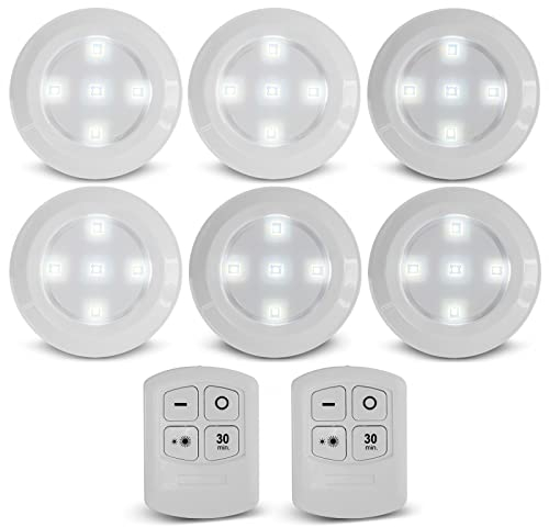 Eaxus® 6er Set LED Lampe Batteriebetrieben - LED Unterbauleuchte mit Fernbedienung und Timer