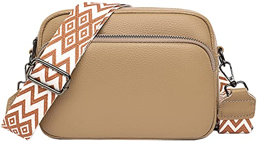EINYNIUER Sac Bandoulière Femme en Cuir Véritable - Petit Sac à Main Élégant, Kaki