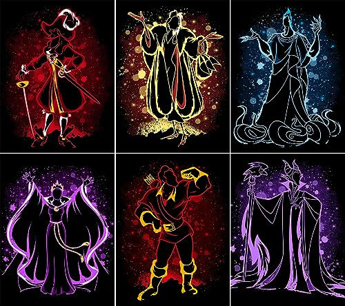 HUANNY DIY Diamond Painting Villains Diamond Art, 5D Full Drill Cross Stitch Embroidery kits (6 Packs)