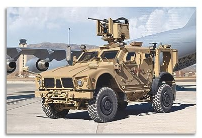 Vintage WWII Poster US Oshkosh M-ATV MRAP Poster Dekorative Malerei Leinwand Wand & Kunstdruck Moderne Familie Schlafzimmer Dekor 50 x 75 cm
