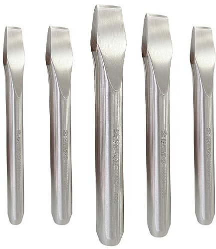 WEDO Juego de cinceles en frío de 5 piezas, juego de cinceles planos de acero inoxidable, hoja de 14, 16, 18, 18, 20 mm, juego de cinceles de madera, anticorrosión, alta resistencia, superficie
