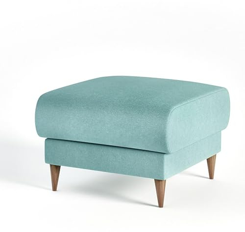 Siblo Pouf Bano - 70 cm x 70 cm - Modern Fußhocker - Länglich Sofahocker - Sitzhocker - Modern Sitzwürfel - fürs Wohnzimmer und Flur - mit Holzbeinen - Nubuk - Mint