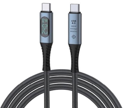 DroiX USB 4.0 Type-C Cable | 40Gbps Data, 240W Power | 8K@60Hz Visuals | Thunderbolt 3 & 4 | 1.5M | Highly Compatible