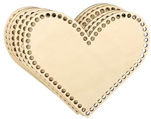 Korbboden zum Häkeln, unlackiertes Holz, herzförmig, zum Weben, Stricken, 25,4 cm, 6 Stück