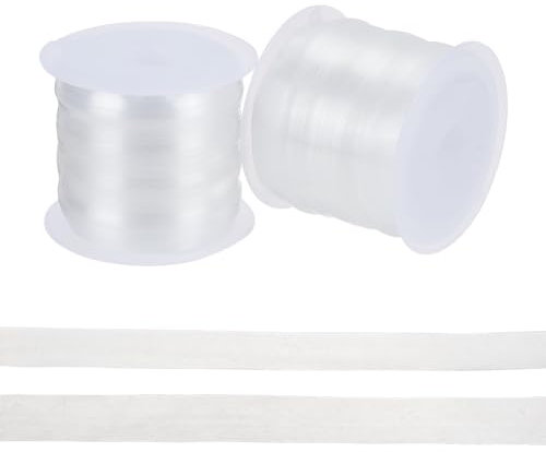 BENECREAT 2 Rolle 20 m Transparentes Stretchband， Transparenter Elastischer Riemen Unsichtbare BH-String-Träger Für Unterwäsche, Badebekleidung, Sportbekleidung, Masken, Nähen, 8/10mm Breit