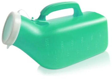 meleg otthon Urine Bottles,Portable urinals for Men,Spill Proof 1200ml for Hospital, Incontinence, Outdoor, car, Travel,White (green-1-men)