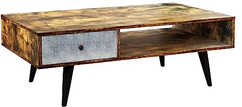 Mevsim Store Lounge Couchtisch aus Holz - Couchtisch mit Eichenmuster - Industrieholz - Hochwertiges Holzmaterial - Industriedesign - 110x55x46 cm