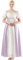 CR ROLECOS Robe régence pour femme, robe victorienne, taille haute, style régence rétro, jupe longue avec 2 bandes, violet clair, L