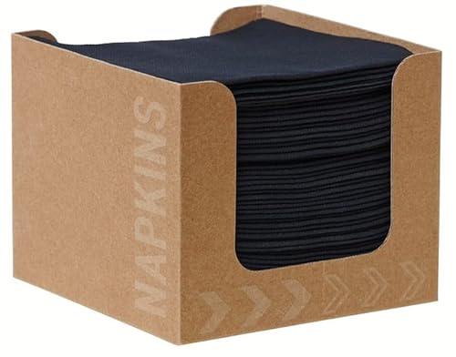1200 Duni Bio Dunisoft® Servietten 20 x 20 cm Schwarz im Serviettenspender (24 x 50 Stk)