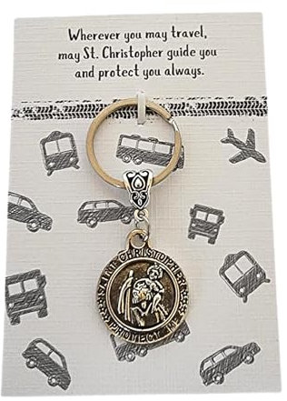 St. Christopher Protection Keyring Wish Charm - Perfect for Gifts Made in the UK