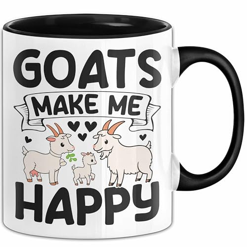 Ziegen-Liebhaber Goats Machen Mich Glücklich Tasse Geschenk Ziegen-Liebhaber (Schwarz)