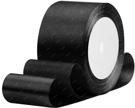 Schwarz Satinband 50mm x 22 Meters Stoffbänder für Geschenkverpackungen, Blumensträuße, Kunsthandwerk und Hochzeitsdekoration