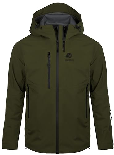 GUGGEN Mountain Herren Allwetter Shelljacke Ultra Shell Jacke H07 Sport Wasserdicht Hardshell Sportjacke Regenjacke Outdoor Atmungsaktive, Olivgruen, 3XL