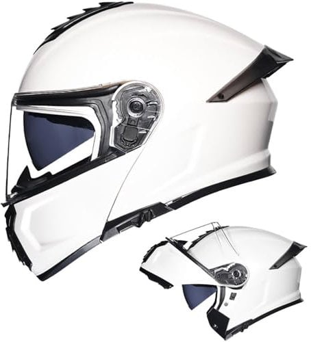 Letetexi Flip Up Front Full Face Motorcycle Motorbike Helmet Tint Double Visor Men Women Solid Modular Crash Helmets for Road Dirt Racing Karting Moped DOT FMVSS 218 ECE 2206 Approved