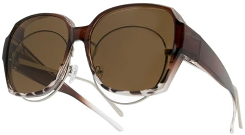 YAMEIZE Überzieh Sonnenbrille für Damen Herren - Vintage Anti Glare UV400 Schutz Rechteck Over Quadratische Überbrille Fahren Outdoor