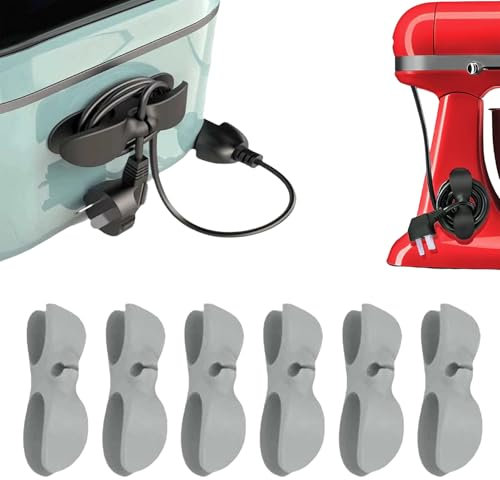 Yagerod 6/9 PCS 2024 New Upgrade Cord Organizer For Kitchen Appliances, Stick On Cable Tidy, Cord Organiser For Kitchen Appliances, Cord Wraps For Electrical Cords (Gray-C * 6)