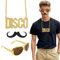 jerbro 3er Fette Gangster Kette Gold Brille Bart 70er 80er 90er Disco Hustler Rapper Hiphop Kostüm Bad Taste für Cosplay Halloween Fasching Karneval Thema Party