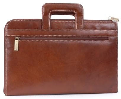 Bucklestone - Herren A4 Leder Notizbuchtasche - Schreibmappe - Konferenzmappe mit Einziehbaren Griffen – Westminster - Hellbraun - Geschenkbox