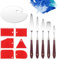 WEDAMOO 12 Pcs Palette Knife Set, 5 Stainless Steel Painting Knives ＋ 6 Plastic Scraper ＋ 1 Acrylic Paint Palette, Oil Painting Mixing Scraper, Pallet Knife Painting Tools for Art Craft Painting