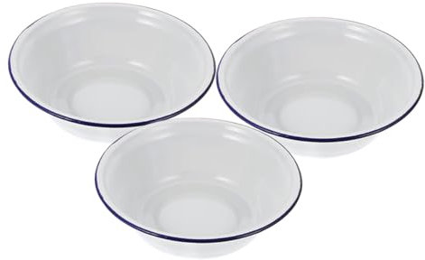 PHENOFICE 3pezzi Ciotole Smaltate Vintage Ciotola Multifunzionale Smalto Per Zuppe Insalate E Frutta Capacità Ampia Design Elegante Per Picnic E Cucina