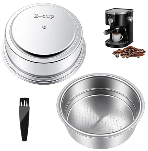 51mm Siebträger Filterkorb, Edelstahl 304 Doppelwandig 2 Tassen Espresso Sieb mit Reinigungsbürste, Druckfilter Kaffeefilter Kompatibel mit DeLonghi Dedica EC685 EC680 Espressomaschine