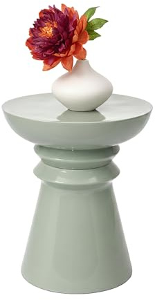 Relaxdays Beistelltisch, Kegel-Design, Wohnzimmer Dekoobjekt, Beistellhocker HxD: 45 x 38 cm, Podest, Metall, Salbei