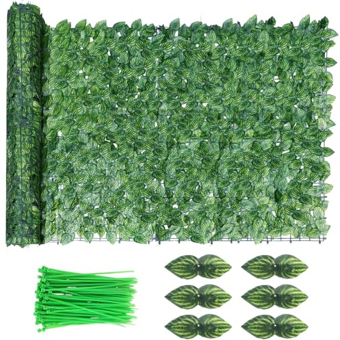 Clôture brise-vue en lierre artificiel - 3 m x 1 m - Haie artificielle - Brise-vue - Brise-vue - Extensible - Protection UV - Pour balcon, jardin, décoration extérieure - 1 pièce