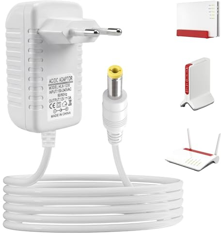 Cagrin 12V 3A Netzteil Ladegerät für AVM Fritz!Box 7690, 7490,7430, 7390 | für AVM Fritz!Box 6690, 7590,7560,7540,7530,7510,6490,5590,5530 WLAN Router und Telekom Speedport Smart Steckernetzteil, 1,5M