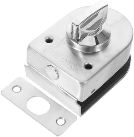 ORFOFE Stainless Steel Glass Door Latch Lock with No-Drill Clamp-on Design, Floor Bolt Lock for Frameless Glass and Screen Doors, Tool-Free Setup for Offices and Shower Enclosures