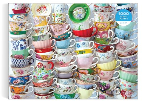 Galison Teacups 1000 Piece Puzzle Featuring A Regency Core Mix Of Vibrant Teacups, [Multiple]