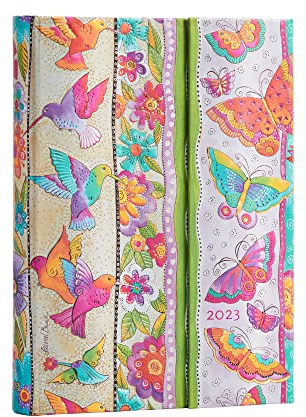 Hummingbirds & Flutterbyes (Playful Creations) Midi Day-at-a-Time Planner 2023: Hardcover, 80 gsm, Day to a Page Layout, elastic closure (Laurel Burch Collection)