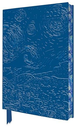 Vincent van Gogh: The Starry Night 2025 Artisan Art Vegan Leather Diary Planner - Page to View with Notes