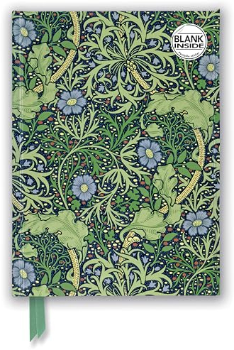 William Morris: Seaweed Foiled Blank Journal (Flame Tree Blank Notebooks): Unser hochwertiges Blankbook mit festem, künstlerisch geprägtem Einband (Premium Notizbuch DIN A 5 mit Magnetverschluss)