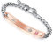Flongo Edelstahl Armband Armreif Armkette Silber Rose Gold Zirkonia Panzerkette Kette Partnerarmbänder Paar Strass His Queen & Her King Gravur Krone Love Liebe Damen
